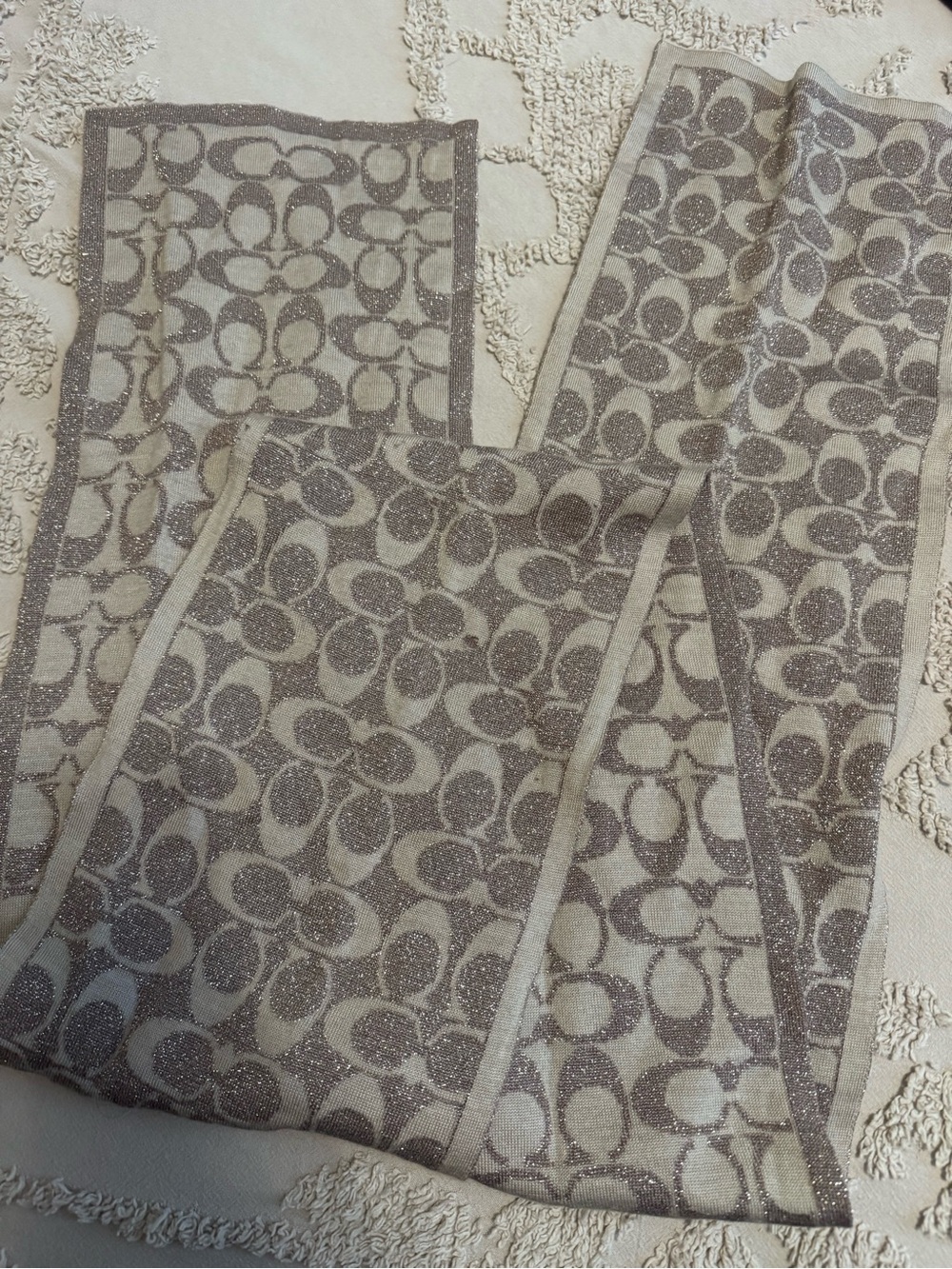 Coach Taupe Metallic Signature Gloves & Scarf Set - Picture 3 of 4